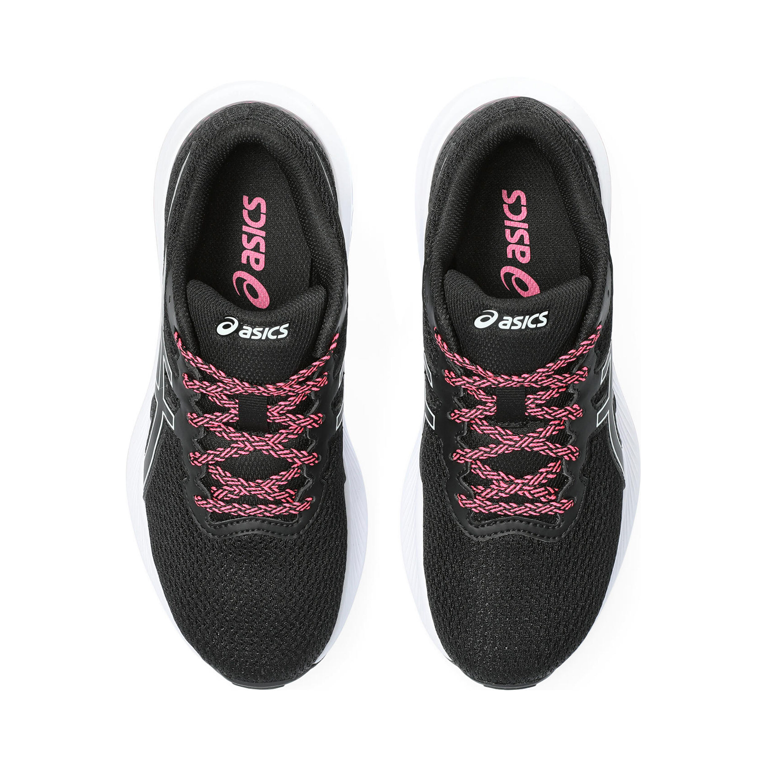 Asics black cheap and pink trainers